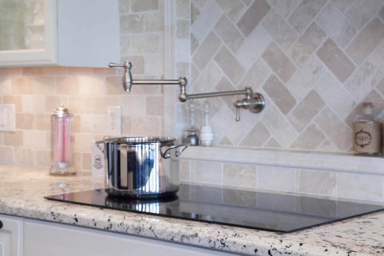 Pot filler above stove in Gilbert Arizona kitchen remodel